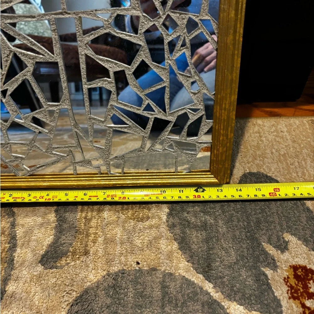 Gold Framed Cross Mosaic Mirror Wall Decor